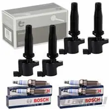 4x ZÜNDSPULE+ 4x ZÜNDKERZEN passend für FORD C-MAX FOCUS 2 GALAXY MONDEO 4 S-MAX Heißes Angebot