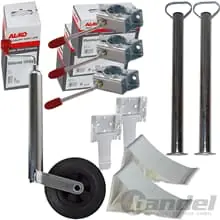 ALKO STÜTZRAD 150kg 3x KLEMMSCHELLE-Ø 48mm für ANHÄNGER STÜTZE 70cm UNTERLEGKEIL Günstig