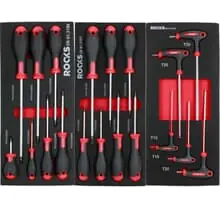 3x ROOKS WERKSTATTWAGEN-SCHAUM-EINLAGE SCHRAUBENDREHER Kreuz T-Profil TX T10-T30 Sofort Bestellen