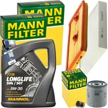 MANN INSPEKTIONSPAKET+5L MANNOL 504 5W-30 ÖL passend für AUDI A1 8X VW POLO 6R Markenprodukt
