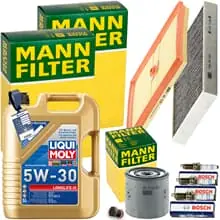 MANN INSPEKTIONSPAKET+5L LIQUI 5W-30 MOTORÖL passend für VW POLO V SEAT AUDI 1.0 Finale Aktion